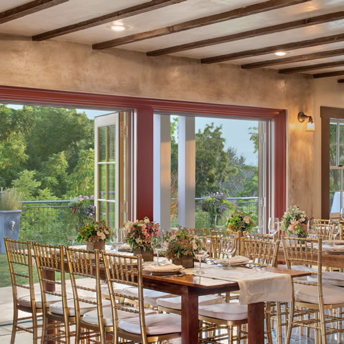 wedding tables with flowers